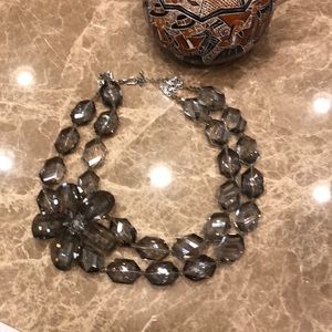 Smokey glass bead flower necklace